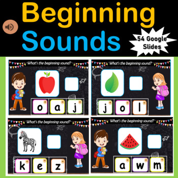 Preview of Beginning Sounds | Virtual | Letter Recognition | Phonics – 52 Google Slides