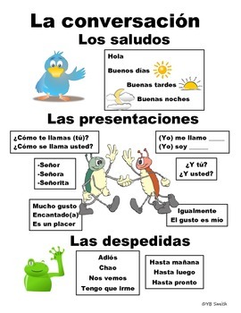 Preview of Beginning Spanish Conversation PICTURE Notes