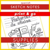 Beginning Spanish Vocabulary Printable Sketch Notes: Schoo