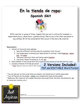 Shopping for Clothes in Spanish - Dialogues in PDF - Spanish