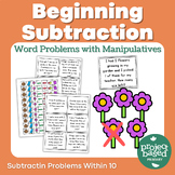 Beginning Subtraction Word Problem Task Cards with Manipulatives