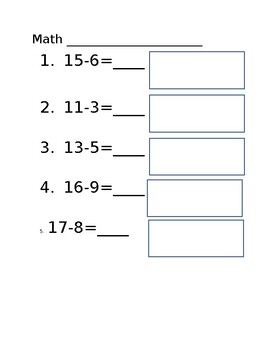 Preview of Beginning Subtraction with Regrouping- Take from 10