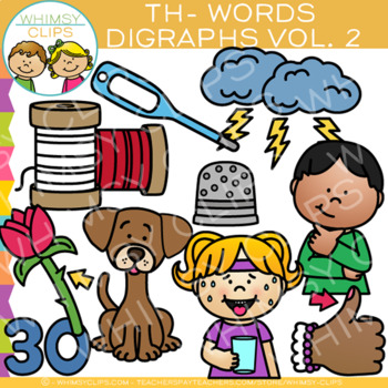 Preview of Digraphs Clip Art: Beginning Th- Words Clip Art {Volume Two}