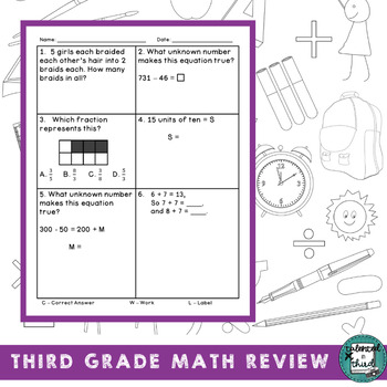 3rd Grade Math Review #5 Balancing Equations Multiplication Properties
