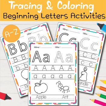 Beginning Tracing & Coloring Letters Activities- Alphabet Handwriting ...