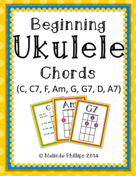 Preview of Beginning Soprano Ukulele Chord Charts: C, C7, F, Am, G, G7, D, A7