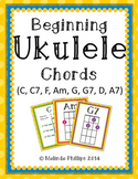 Beginning Soprano Ukulele Chord Charts: C, C7, F, Am, G, G