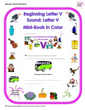 Preview of Beginning V Sound: Letter V Mini-Book: Full Color
