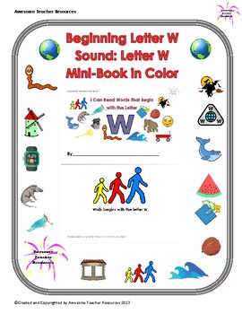 Preview of Beginning W Sound: Letter W Mini-Book: Full Color