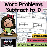 Beginning Word Problems | Single Digit Subtract to 10