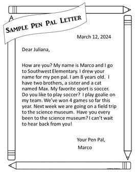 pen pal templates for beginning writers by 2livnlearn tpt