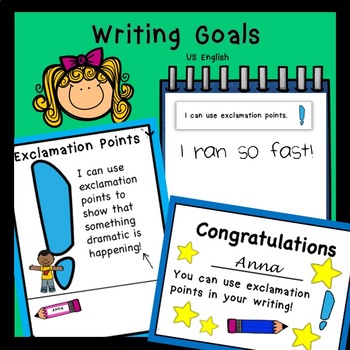 Preview of Writing Goals first grade 1st Kindergarten goals, Intervention, Resources, US