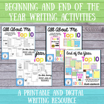 Preview of Beginning and End of the Year Writing Activities- PRINT AND DIGITAL