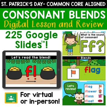 Preview of Beginning and Ending Blends Lesson and Review for St Patricks Day Phonics