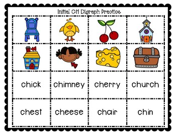 Beginning and Ending Digraph Picture Word Match by Literacy Lady Resources