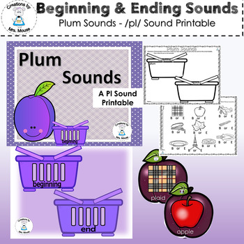 Preview of Beginning and Ending Sounds  - Plum Sounds- Blend PL