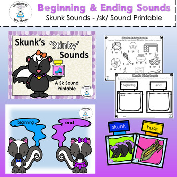 Preview of Beginning and Ending Sounds  - Skunk's Stinky Sounds - Blend SK