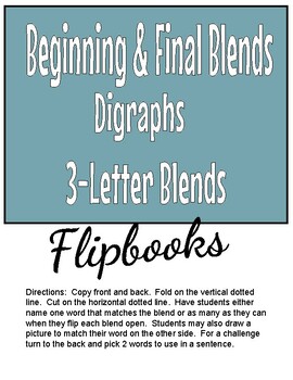 Preview of Beginning and Final Blends, Digraphs, and 3-Letter Blends Flipbooks