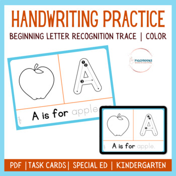 Preview of Beginning letter tracing cards Pdf Special education