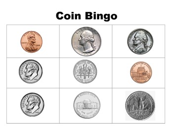 Preview of Beginning money games - Coin Bingo