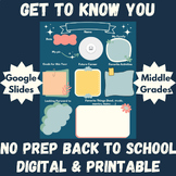 Beginning of School Get to Know You Digital Slide & Printa