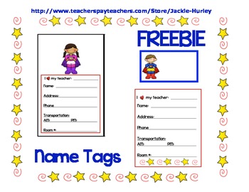 Preview of Beginning of School  Super Kid   Super Kid  Super Kid Name Tags Free August