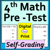 Beginning of Year 4th Grade - 6th Grade Math Pre Assessmen