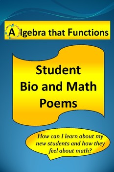 Preview of Back to School Activity Math Bio Poems *DISTANCE LEARNING