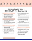 Beginning of Year Checklist for School Counselors