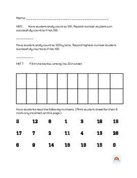 Preview of Beginning of Year Math Assessment