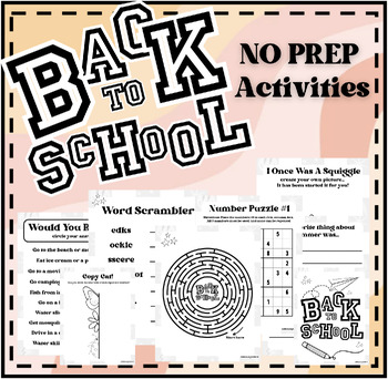 Preview of Beginning of Year | NO PREP Activities | Early Finishers | Printables | Games