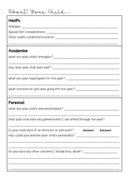 Beginning of Year Parent Packet by Sleepless In Second Grade | TpT