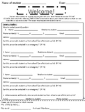 Beginning of Year SPED Welcome Letter Form