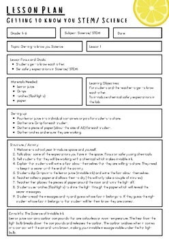 Preview of Beginning of Year STEM Activity- Invisible Ink