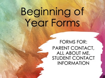 Preview of Beginning of Year/Semester Forms