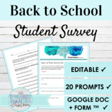 EDITABLE Back to School Survey for Spanish Class | Digital
