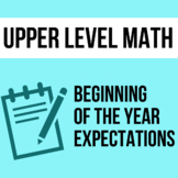 Beginning of Year Upper Level Math Rights and Responsibili