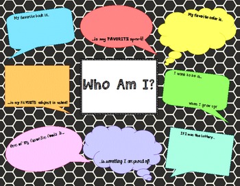 Beginning of Year: Who Am I? - Class Game or Display by Carrie Whitlock