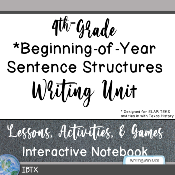 Preview of Beginning of Year Writing | Sentence Structures | Interactive Notebook