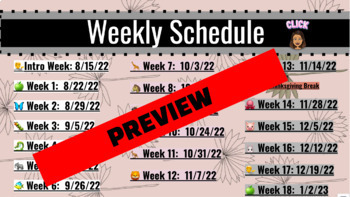 Preview of Beginning of the School Year Google Slides Editable Weekly Schedule 2022-2023