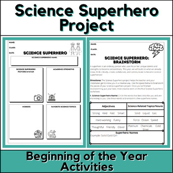 Preview of Beginning of the Year Activities - Getting to Know You Science Superhero Project