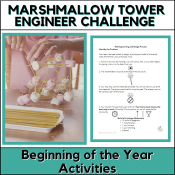 Preview of Beginning of the Year Activities Marshmallow Tower Spaghetti Engineer Challenge