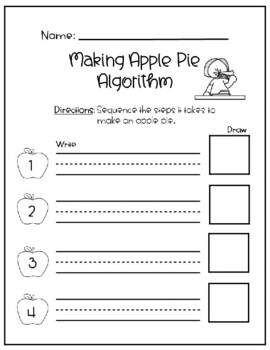 Beginning of the Year Activity Apple Theme: Apple Pie Sequencing Algorithm