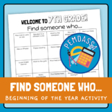 Beginning of the Year Activity - Find Someone Who...