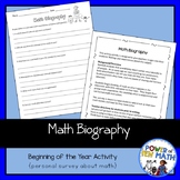 Beginning of the Year Activity: Math Biography