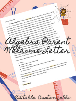 Preview of Beginning of the Year Algebra Parent Letter