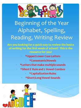 Preview of Beginning of the Year Alphabet, Spelling, Reading, Writing Review