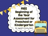 Preschool or Kindergarten Pre-Assessment