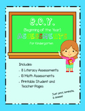 Beginning of the Year Assessments for Kindergarten (B.O.Y.)