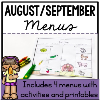 Preview of Beginning of the Year August / September 1st Grade Morning Work | Homework Menus